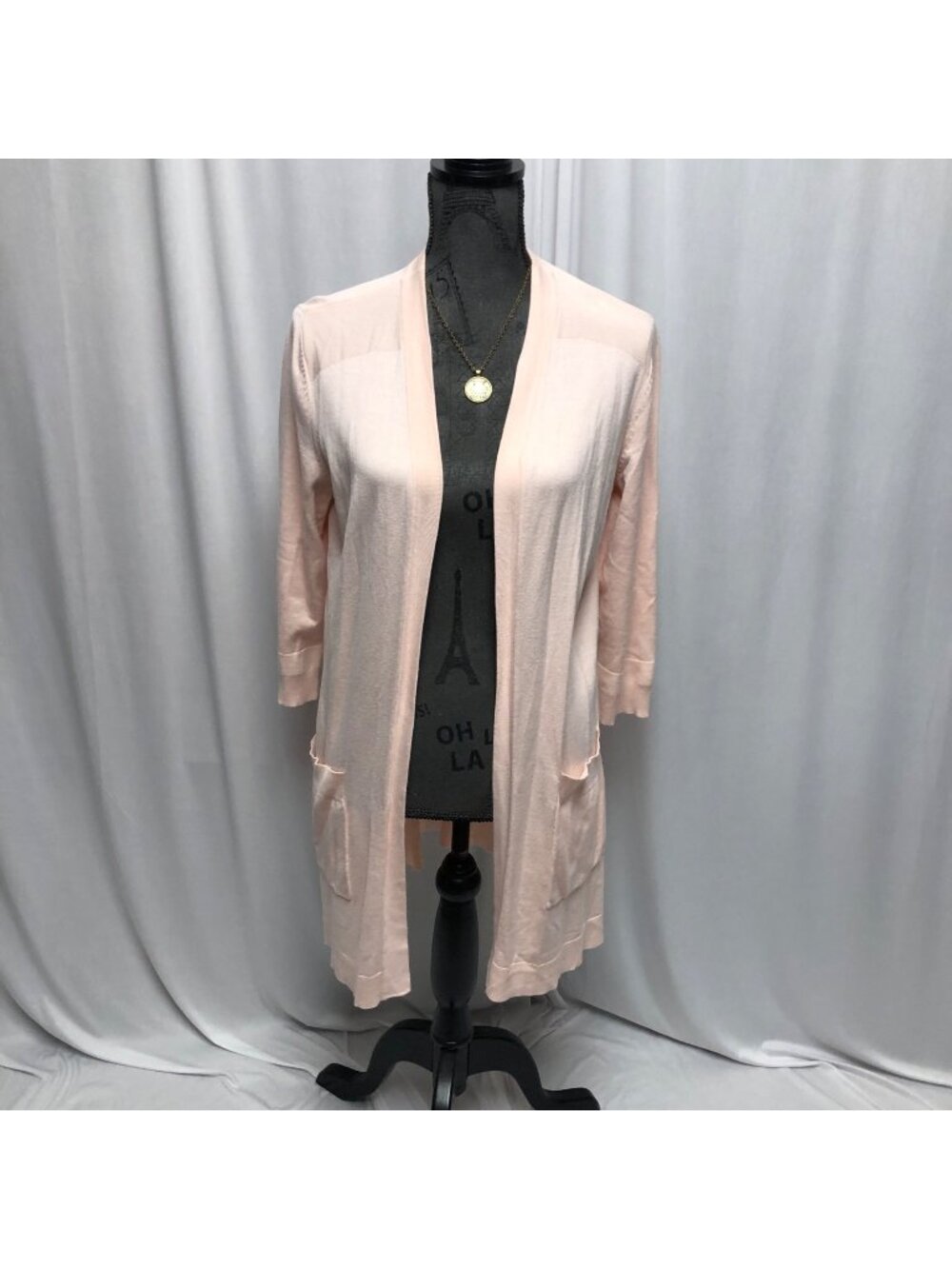 Kim Gravel Belle Cardigan Womens Size Small Pink Open Front Lightweight Sweater